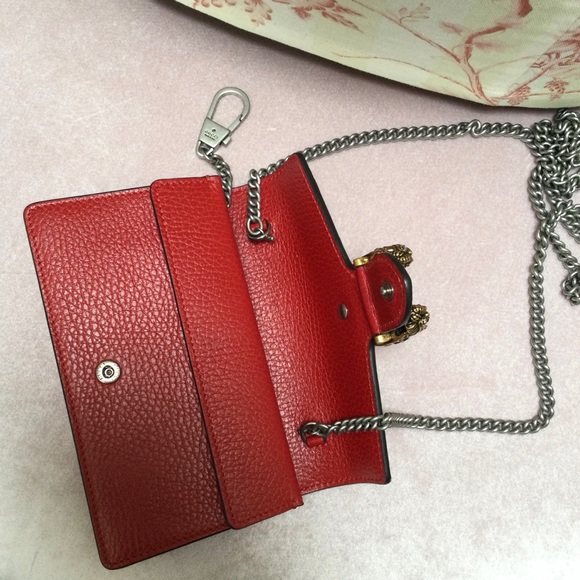 SOLD GUCCI Super Mini Dionysus Red Leather, Tiger Head with Crystals - Picture 4 of 6